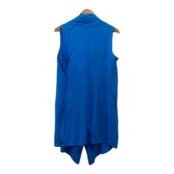 Soft Surroundings Blue Asymmetrical Dress Flowy Sleeveless Zip Front collared S - Picture 3 of 6